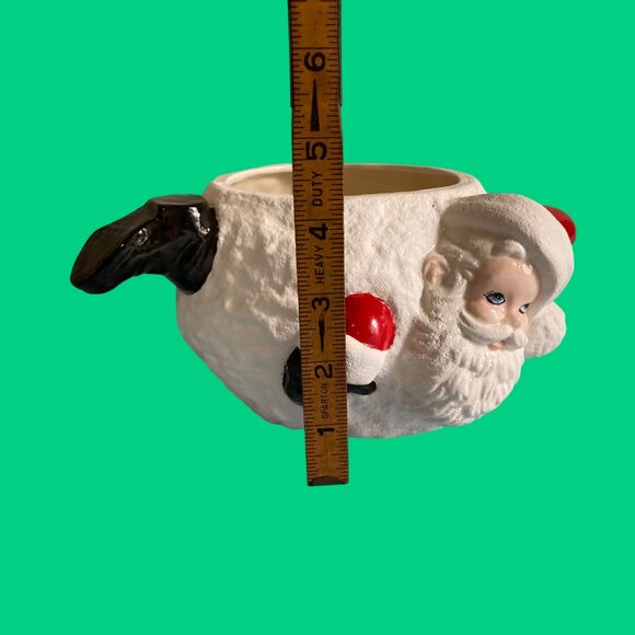 Vintage Ceramic Santa Planter Dish Snowball Bowl Feet & Head Stick Out Christmas - Picture 7 of 7